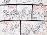 des croquis d'une bande dessinée représentant plusieurs personnages