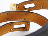 leather dog collar with brass plated buckle