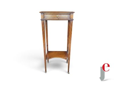 an image of a small wooden table with a drawer on top of it