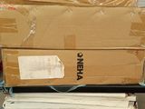 many boxes stacked on top of each other on a shelf
