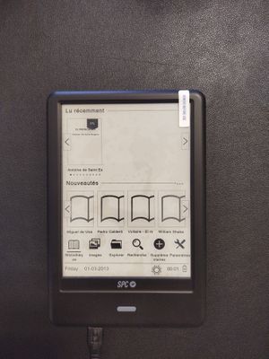 a kindle that is sitting on a table