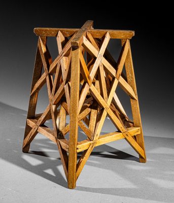 an image of a wooden table with a wooden structure on top of it
