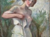 une image d'un tableau représentant une femme en robe blanche