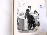 un dessin représentant une femme et un enfant assis à une table