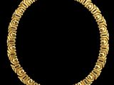 un bracelet en or présentant un motif circulaire sur fond noir