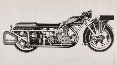 drawing of a black and white drawing of a motorcycle on a white background