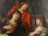 an image of a painting of a woman holding a baby and a man holding a child