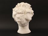 an image of a sculpture of a woman ' s head on a black background