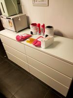 UN MEUBLE IKEA 6 TIROIRS EN MELAMINE BLANC ET PLATEAU VERRE … (photo 2)