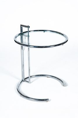 (D'après) Eileen GRAY : Guéridon en métal tubulaire chromé s… - Photo 1