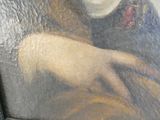 a picture of a painting of a woman with a hat on