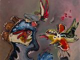 une image représentant un tableau où l'on voit une femme avec des oiseaux sur la tête