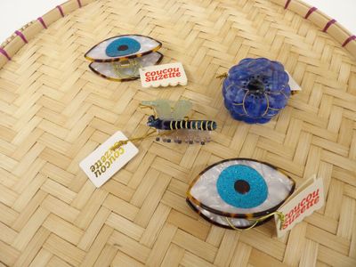 a close up of a table with a lot of items on it