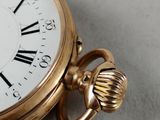 a gold pocket watch with roman numerals on the face