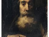a painting of an old man with a beard holding his hands