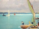 a painting of a sailboat on a body of water