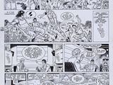 a black and white page of a comic strip with a comic strip in the background