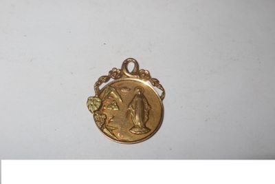 une pièce d'or sur laquelle est représenté un oiseau, posée sur une table