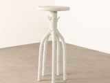 an image of a white stool with a wooden top and legs