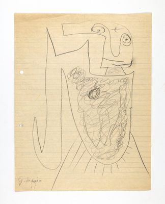 une image représentant un dessin d'un homme tenant un couteau