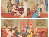 two pictures of a woman playing a game of cards