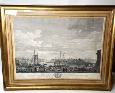 an old picture of a picture of a city with ships in the water