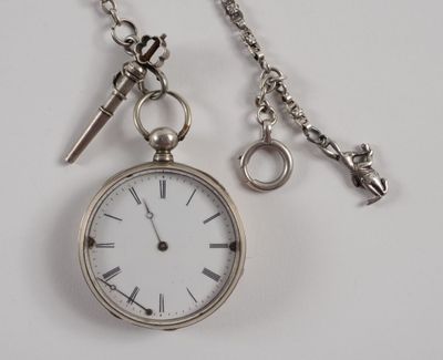 Montre de gousset à boîtier en argent, le dos guilloché et g…