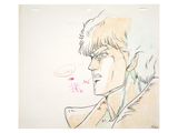 drawing of a man in a fur coat with a speech bubble above his head