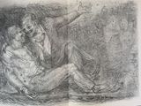 un dessin représentant un homme et une femme assis par terre