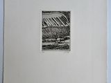 drawing of a bench in the rain on a white surface