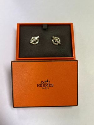 HERMES : BOUCLE D'OREILLE EN ARGENT CHAÎNE D'ANCRE ( parfait…