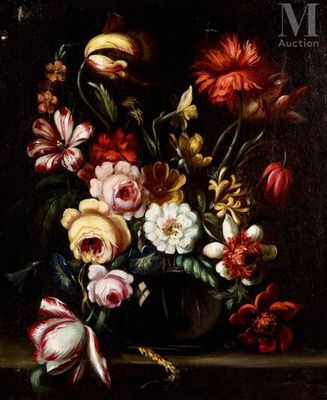 painting of a still life of flowers in a vase on a table
