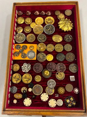 une vitrine contenant de nombreuses pièces de monnaie