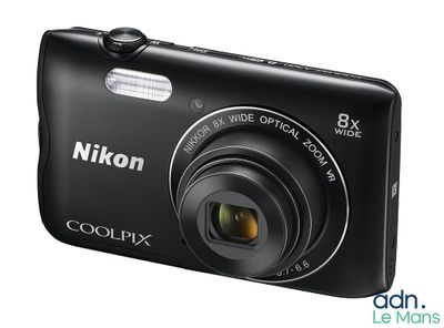 the camera is black and has a wide angle view of the camera