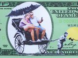 a picture of a dollar bill with a picture of a man and a woman in a carriage