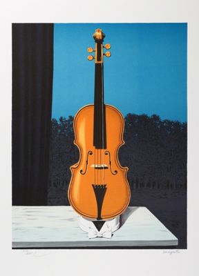 an orange violin sitting on top of a table next to a window