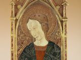 an image of a painting of a woman in a church