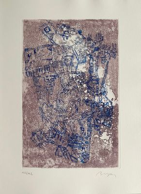 une image représentant un dessin bleu et blanc sur une feuille de papier