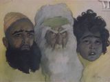 an image of a painting of three men with beards and hats