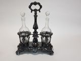 an image of a pair of glass decanters on a stand
