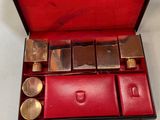 a red case that has a lot of different items in it