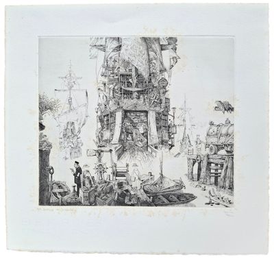 une image représentant un dessin en noir et blanc de personnes devant un bâtiment