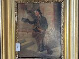 painting of a man with a gun in a gold frame