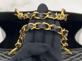 chanel black and gold chain clutch bag