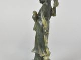 pair of chinese bronze figurines of a woman and child