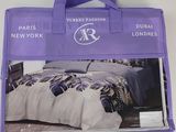 purple tote bag with a picture of a bed in it