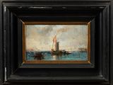an image of a painting of a boat in a body of water