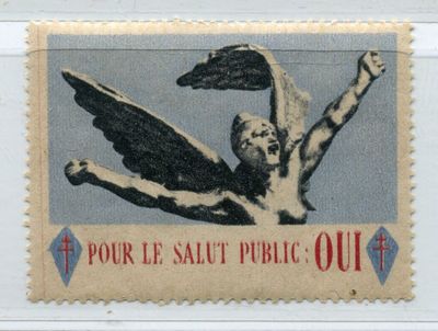 postage stamp with a picture of a winged figure on it