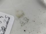 a close up of a person holding a cup with a sticker on it