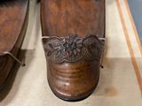a close up of a pair of shoes on a table